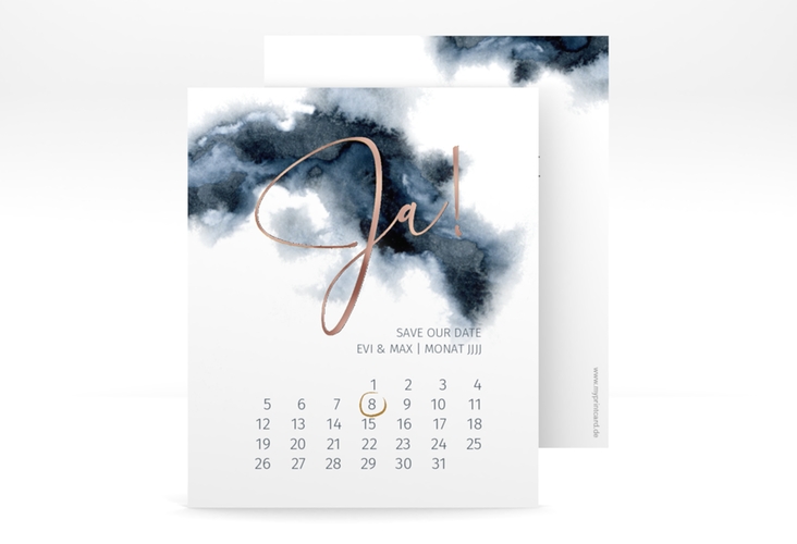Save the Date-Kalenderblatt Aquarellic Kalenderblatt-Karte rosegold