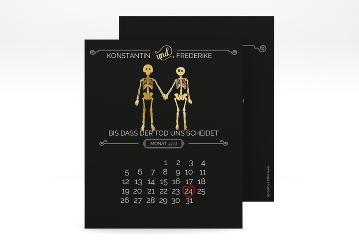 Save the Date-Kalenderblatt Bones Kalenderblatt-Karte gold