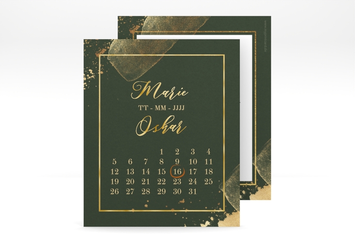 Save the Date-Kalenderblatt Emerald Kalenderblatt-Karte gold