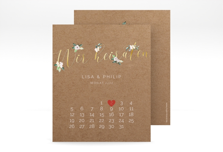 Save the Date-Kalenderblatt Inlove Kalenderblatt-Karte gold