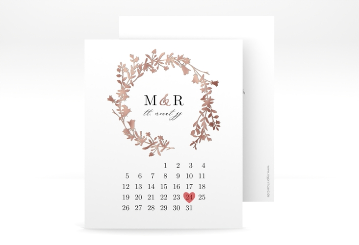 Save the Date-Kalenderblatt Filigree Kalenderblatt-Karte rosegold