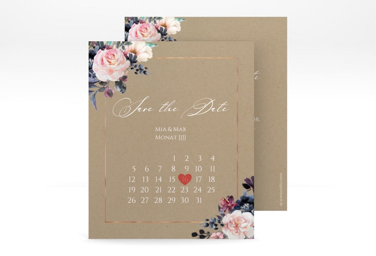 Save the Date-Kalenderblatt Abendlicht Kalenderblatt-Karte rosegold