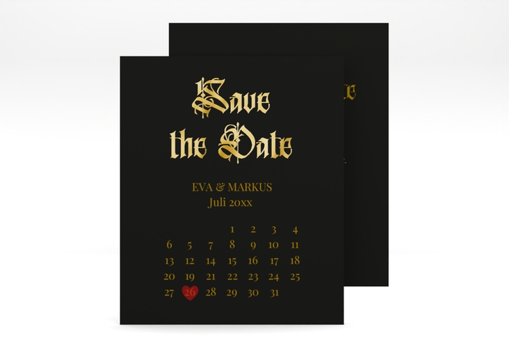 Save the Date-Kalenderblatt Wednesday Kalenderblatt-Karte gold