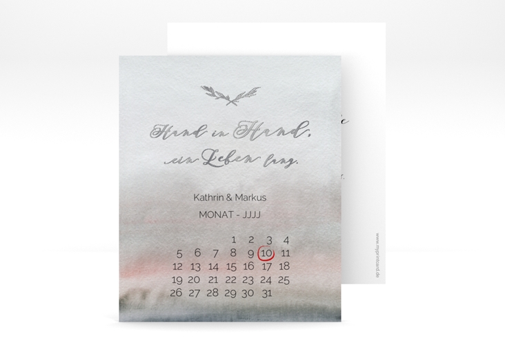 Save the Date-Kalenderblatt Divine Kalenderblatt-Karte silber