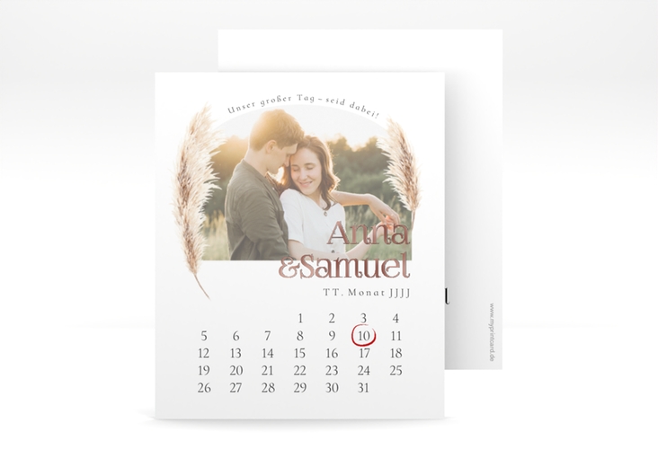 Save the Date-Kalenderblatt Boholove Kalenderblatt-Karte rosegold