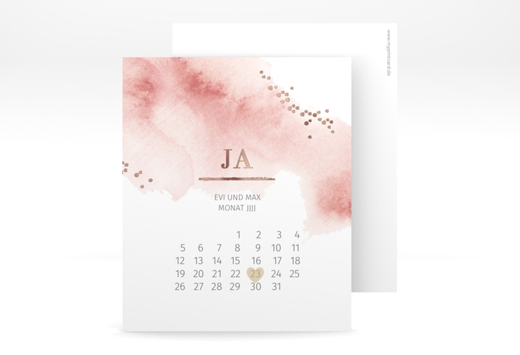 Save the Date-Kalenderblatt Pastell Kalenderblatt-Karte rosegold