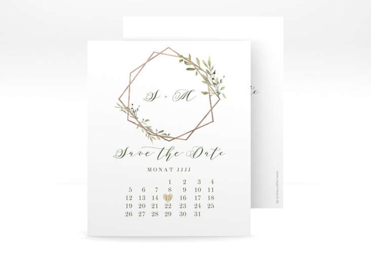 Save the Date-Kalenderblatt Acacia Kalenderblatt-Karte rosegold