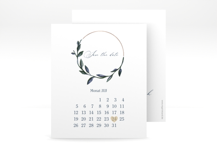 Save the Date-Kalenderblatt Botanica Kalenderblatt-Karte rosegold