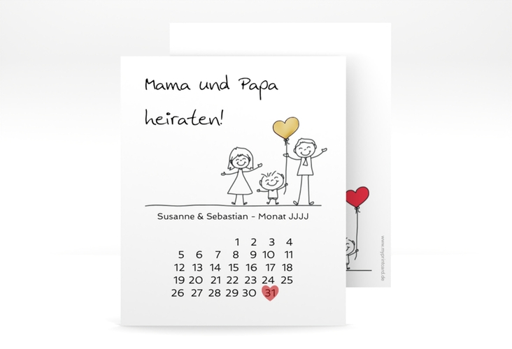 Save the Date-Kalenderblatt Family Kalenderblatt-Karte gold