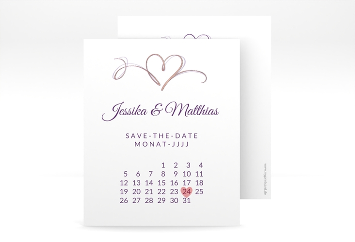 Save the Date-Kalenderblatt Envie Kalenderblatt-Karte rosegold