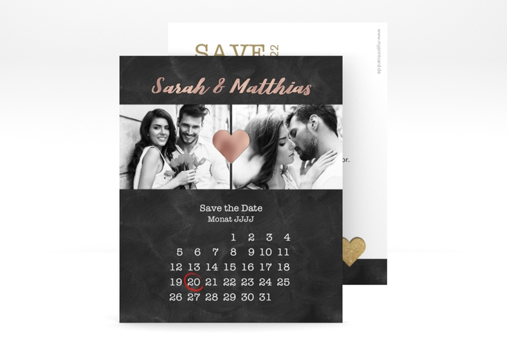 Save the Date-Kalenderblatt Sparkly Kalenderblatt-Karte rosegold