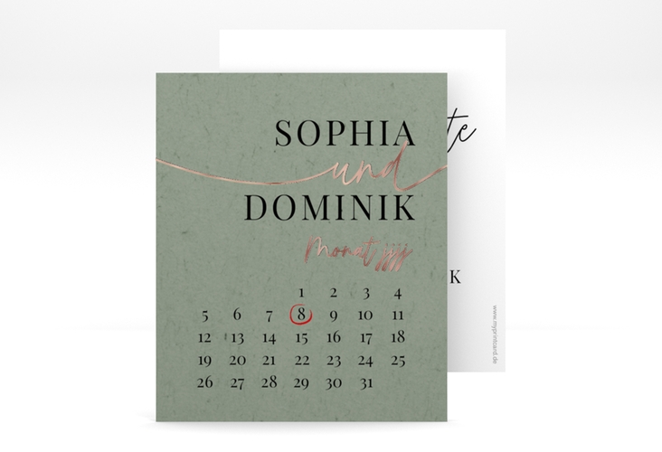 Save the Date-Kalenderblatt Easy Kalenderblatt-Karte rosegold im modernen minimalistischen Design