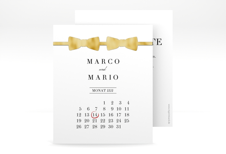 Save the Date-Kalenderblatt Suits Kalenderblatt-Karte gold