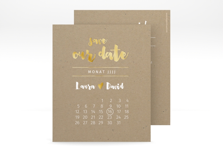 Save the Date-Kalenderblatt Letterbox Kalenderblatt-Karte gold