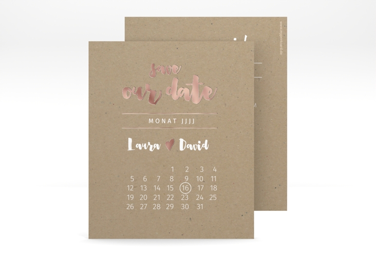 Save the Date-Kalenderblatt Letterbox Kalenderblatt-Karte rosegold