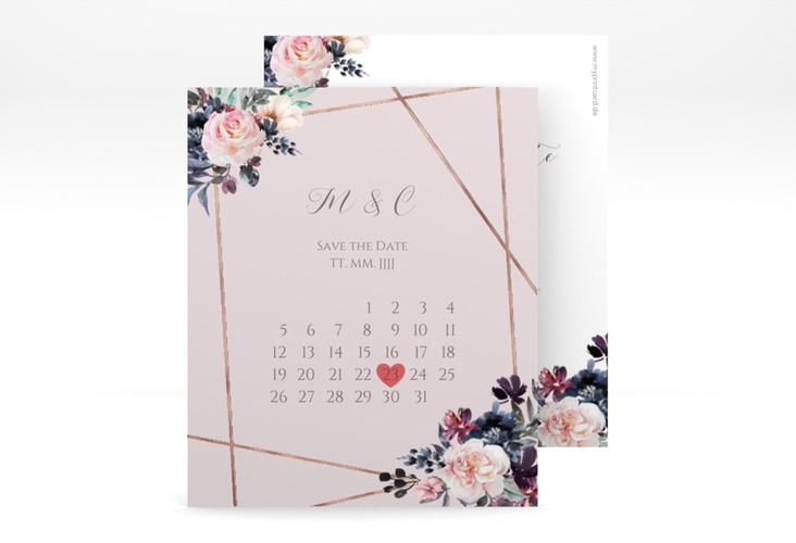 Save the Date-Kalenderblatt Azalie Kalenderblatt-Karte rosegold