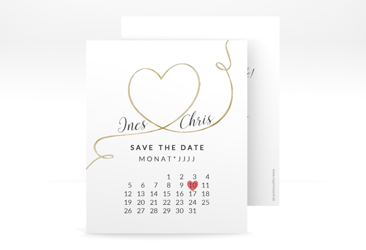 Save the Date-Kalenderblatt Dolce Kalenderblatt-Karte gold
