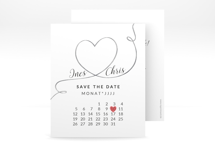 Save the Date-Kalenderblatt Dolce Kalenderblatt-Karte silber