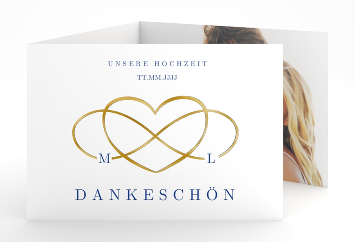 Danksagungskarte Hochzeit Infinity A6 Doppel-Klappkarte gold
