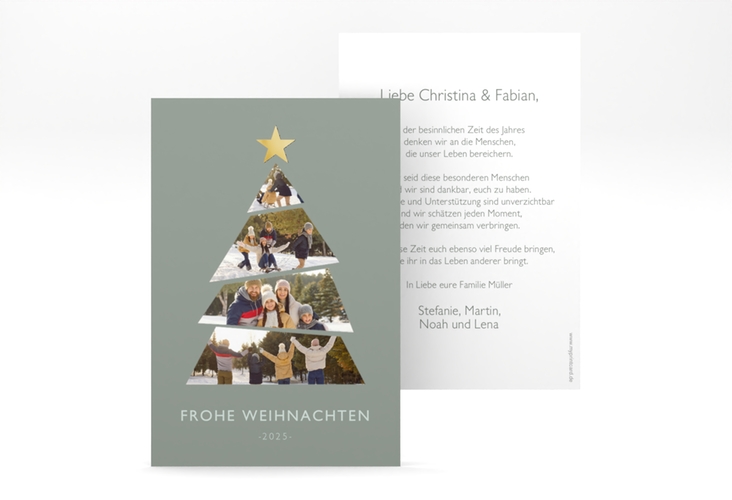 Weihnachtskarte Bilderbaum A6 Karte hoch gold