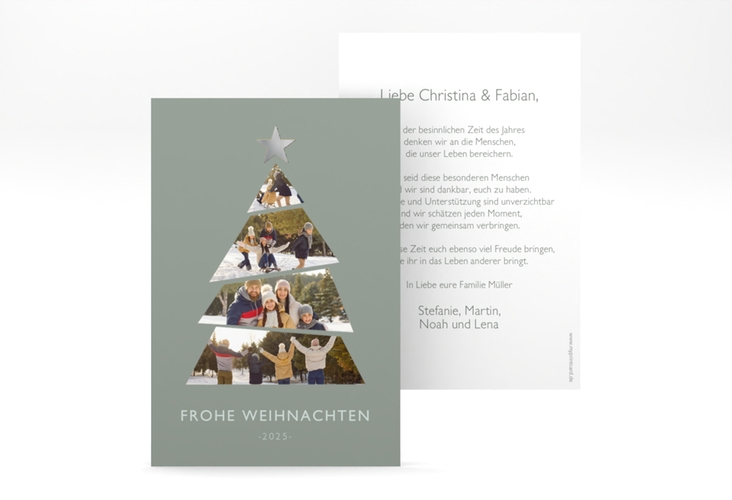 Weihnachtskarte Bilderbaum A6 Karte hoch silber