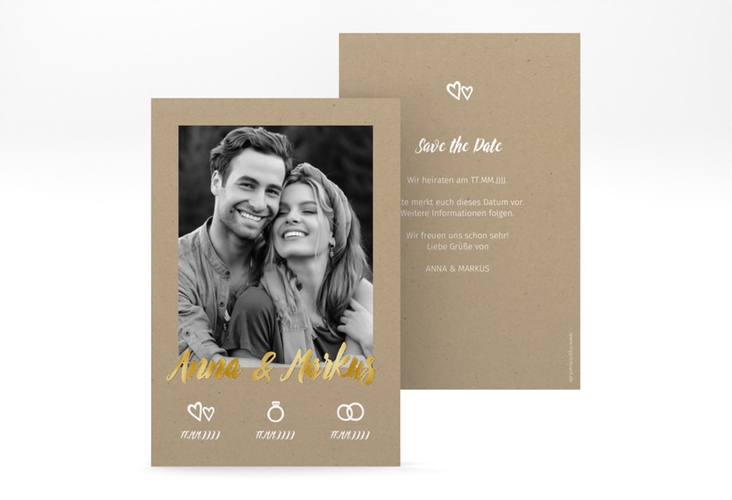 Save the Date-Karte Icons A6 Karte hoch gold