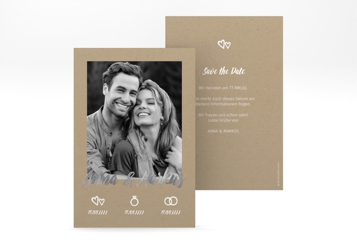 Save the Date-Karte Icons A6 Karte hoch silber