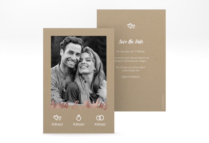 Save the Date-Karte Icons A6 Karte hoch rosegold