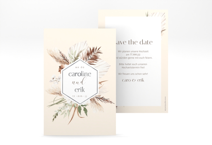 Save the Date-Karte Bohemian A6 Karte hoch silber