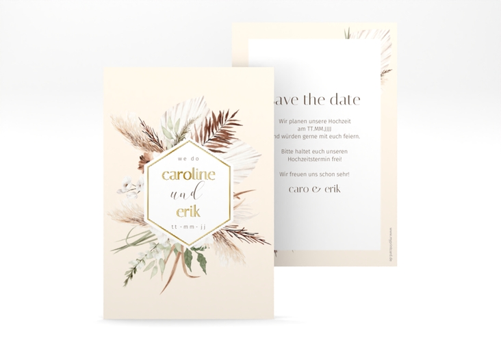 Save the Date-Karte Bohemian A6 Karte hoch gold