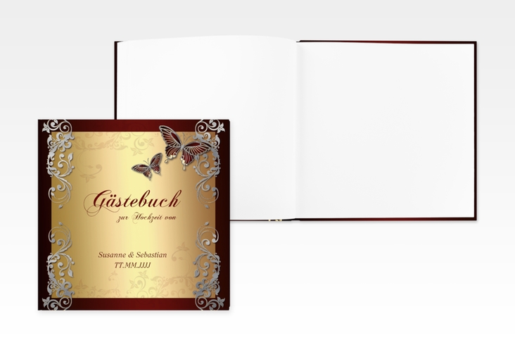 Gästebuch Creation Toulouse 20 x 20 cm, Hardcover silber romantisch mit Schmetterlingen