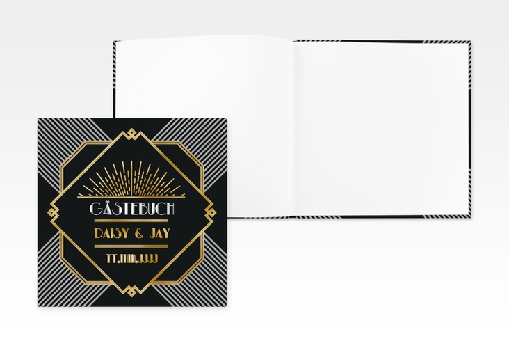 Gästebuch Creation Gatsby 20 x 20 cm, Hardcover gold im 20er-Jahre-Stil