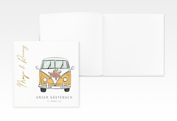 Gästebuch Creation Hochzeitsbulli 20 x 20 cm, Hardcover gold