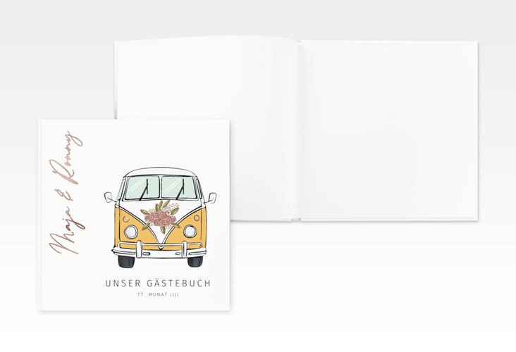 Gästebuch Creation Hochzeitsbulli 20 x 20 cm, Hardcover rosegold