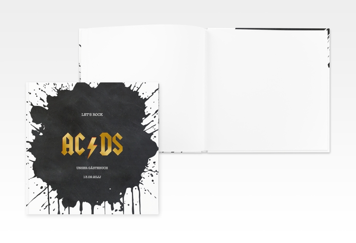 Gästebuch Creation Hardrock 20 x 20 cm, Hardcover gold für Rockband-Fans