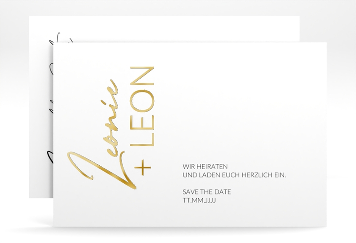 Save the Date-Karte Your Name A6 Karte quer gold