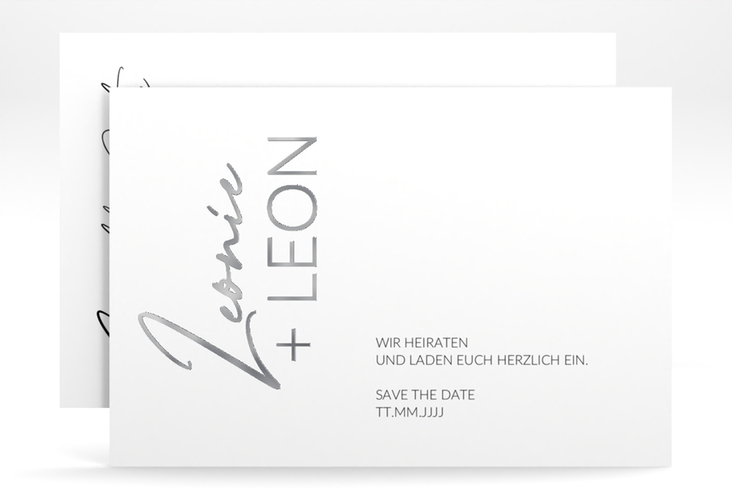 Save the Date-Karte Your Name A6 Karte quer silber