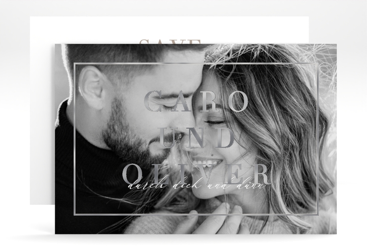 Save the Date-Karte Moment A6 Karte quer silber