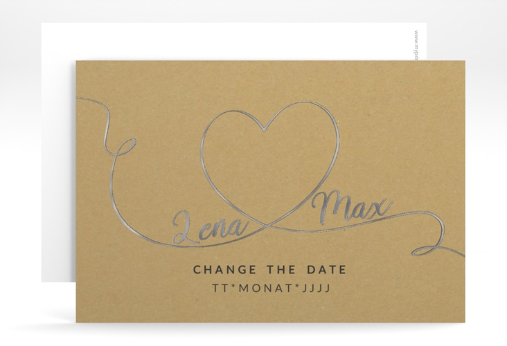Change the Date-Karte Herzensbund A6 Karte quer silber