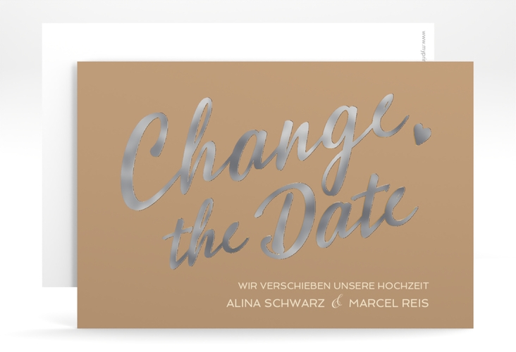 Change the Date-Karte Glam A6 Karte quer silber