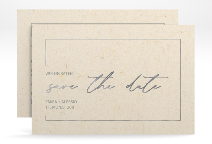 Save the Date-Karte Simple Line A6 Karte quer silber