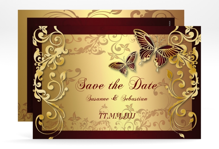Save the Date-Karte Hochzeit "Toulouse" DIN A6 quer gold