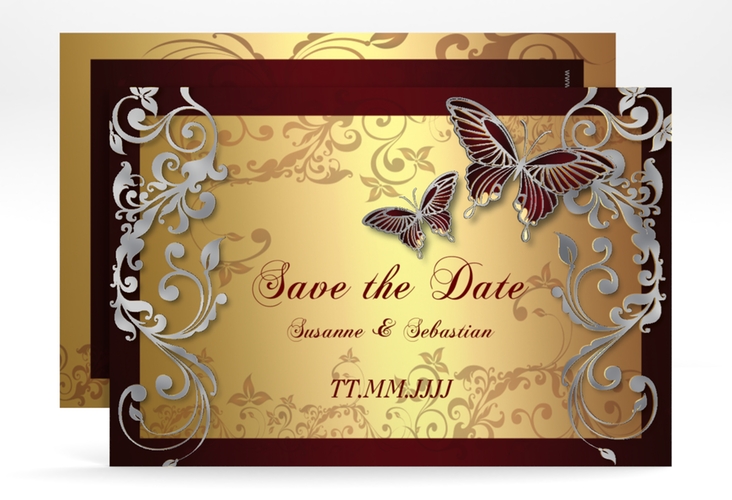 Save the Date-Karte Hochzeit "Toulouse" DIN A6 quer silber