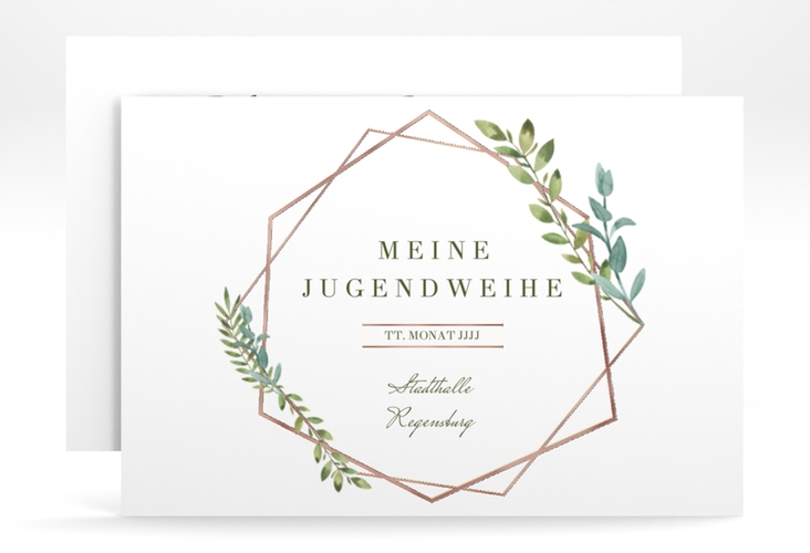 Einladung Jugendweihe Unizone A6 Karte quer rosegold
