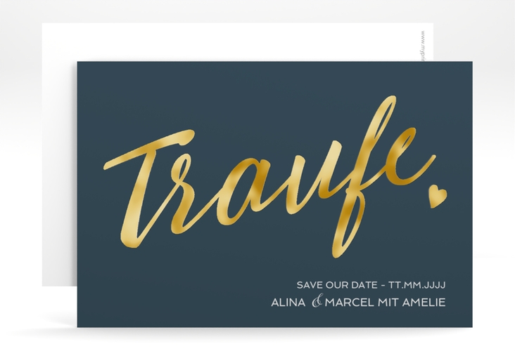Save the Date-Karte Traufe A6 Karte quer gold