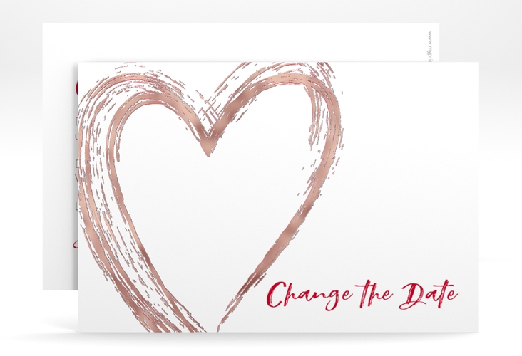 Change the Date-Karte Liebe A6 Karte quer rosegold