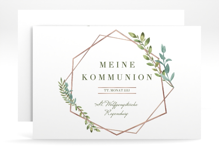 Kommunionseinladung Salbung A6 Karte quer rosegold