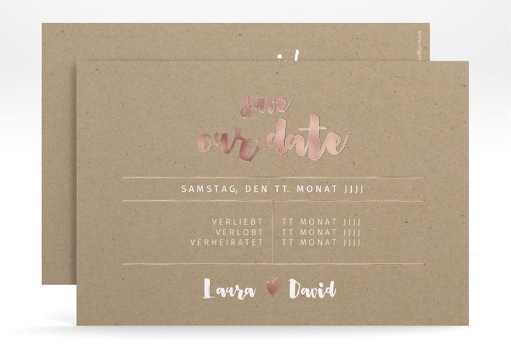 Save the Date-Karte Letterbox A6 Karte quer rosegold