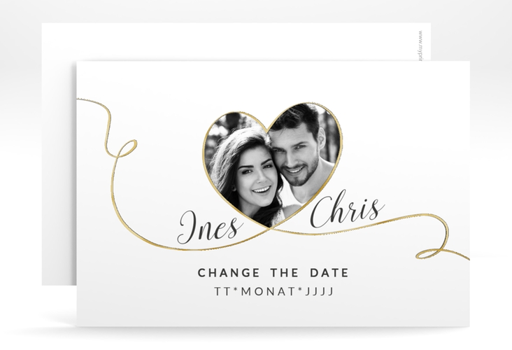 Change the Date-Karte Hochzeit Dolce A6 Karte quer gold