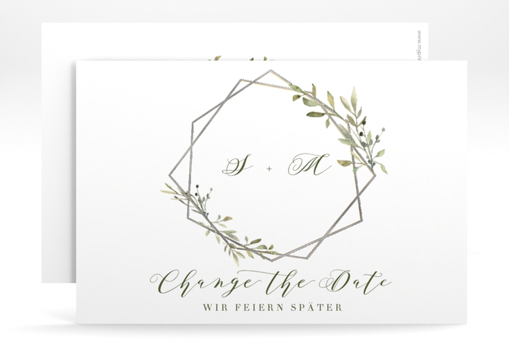 Change the Date-Karte Acacia A6 Karte quer silber